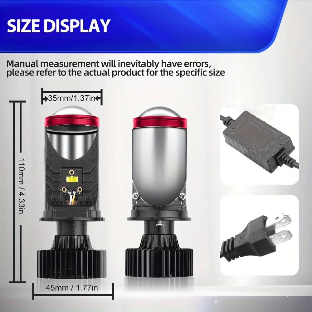 Roadsun 2pcs Canbus LED 자동차 헤드라이트 전구 40000 H4/9003/HB2 프로젝터 렌즈 하이/로우 빔 12-24V 미니 바이 LED 헤드램프 전구