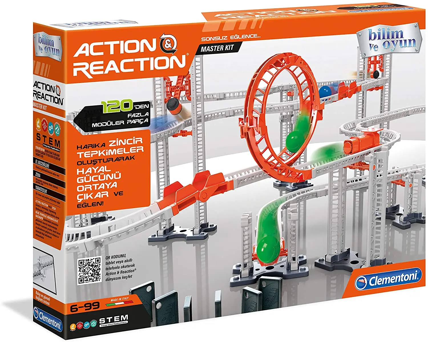Clementoni action and reaction 120 piece science lab filled with special parts and accessories, multi game options