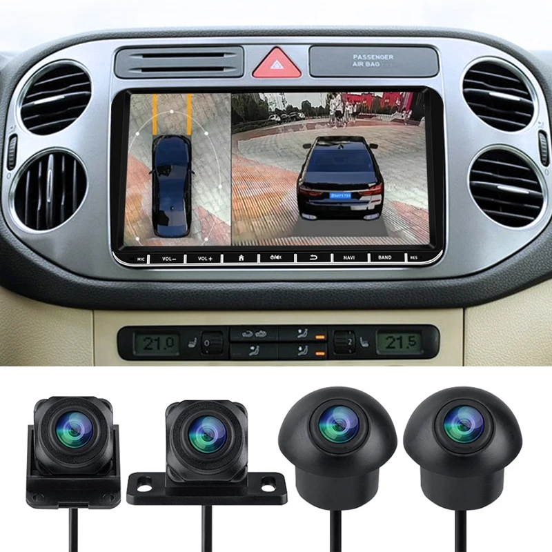 For Car Accessories 360 &deg; Panoramic Radio Camera 3D Dird's-Eye Front And Rear Views Left And Right Dash Cam 1080P