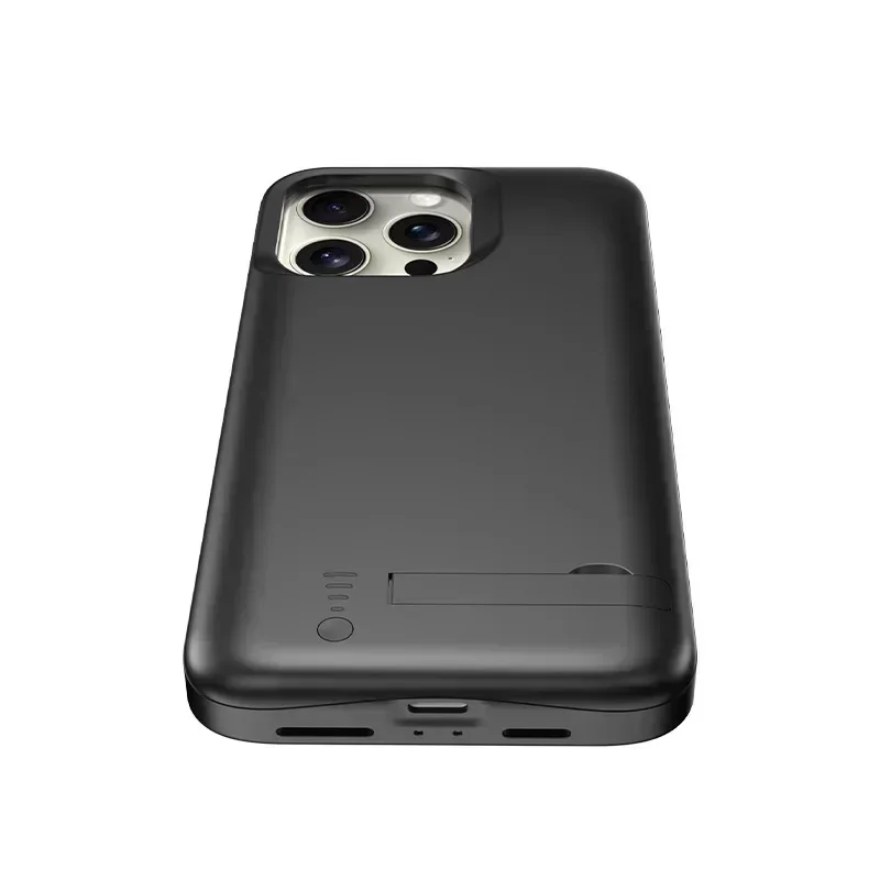 아이폰 15 프로 맥스 보조배터리 충전기 커버, 10000mAh 배터리 케이스, 15 플러스 배터리 충전기 케이스, 스탠드 후면 커버