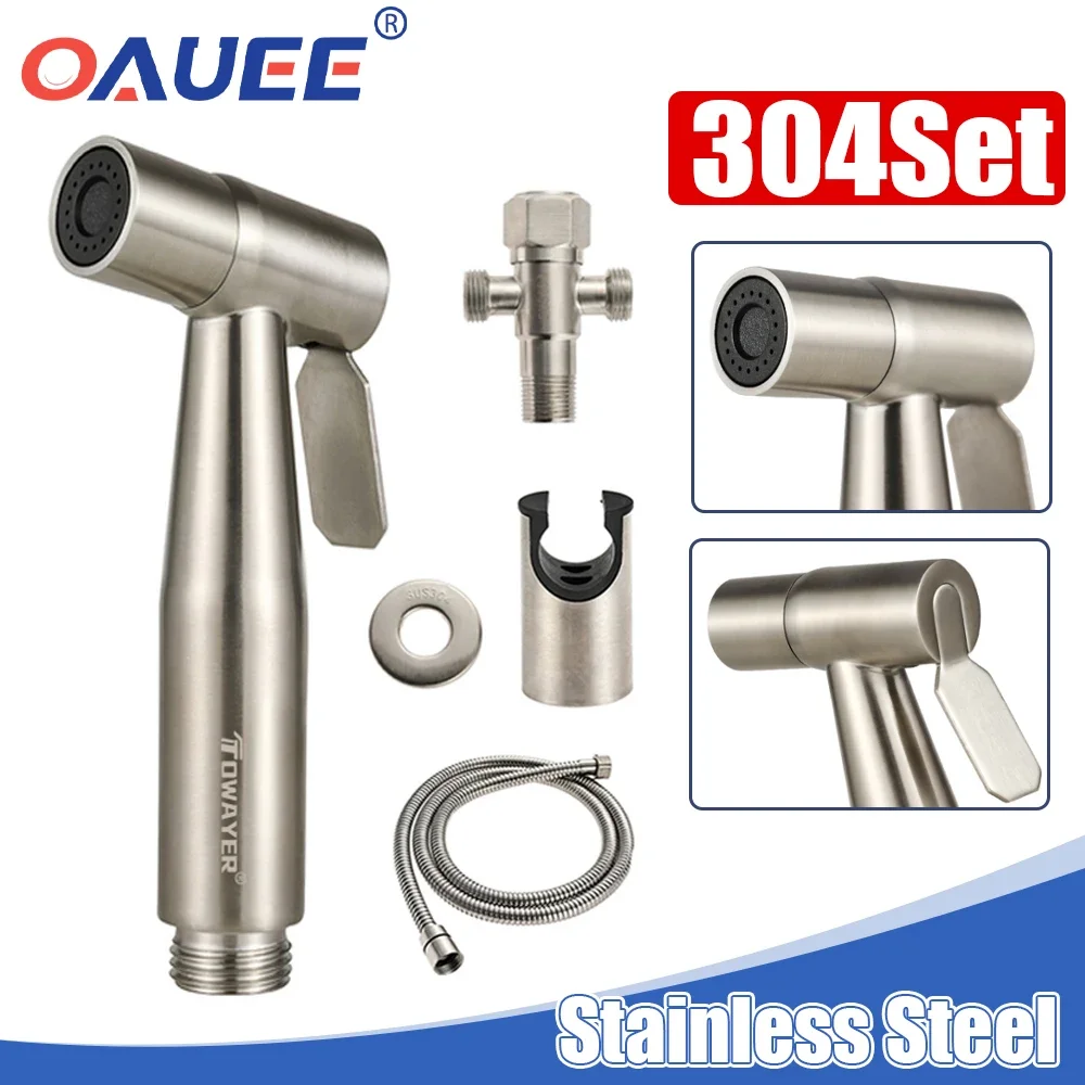 Handheld Toilet Bidet Faucet Stainless Steel Hand Bidet Sprayers Water Gun Spray Gun for Bathroom Cleaning