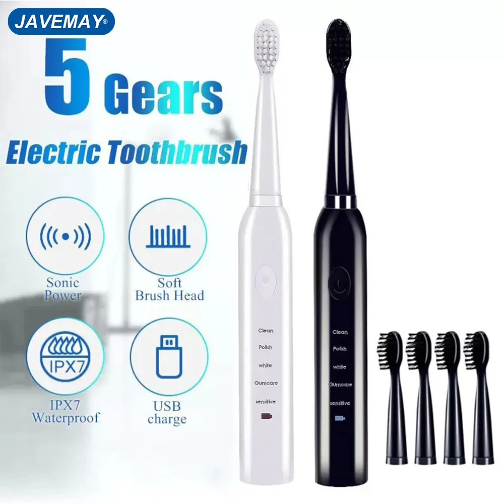 Super Sonic Electric Toothbrush for Adults Kid Smart Timer Whitening IPX7 Waterproof USB Charge Replaceable Brush Head J110 J209 super large brush pen chinese traditional painting calligraphy brush festival couplets regular script calligraphy writing brush