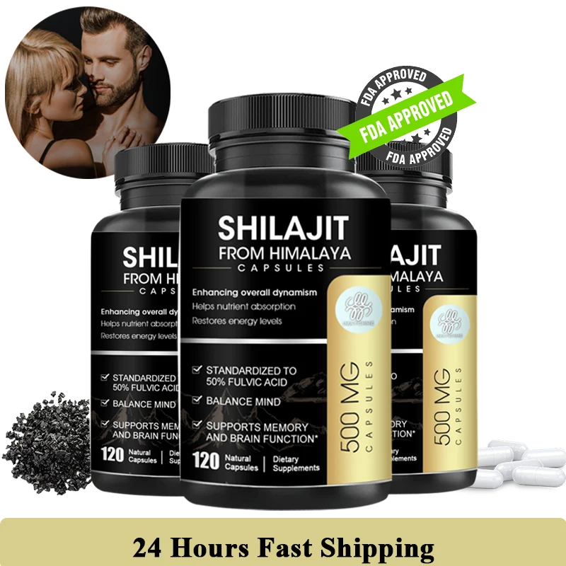 

Golden Pure Himalayan Shilajit Supplement with Ginseng and Humic & 50% Fulvic Acid & 85+ Trace Minerals Complex (Vegan Capsules)