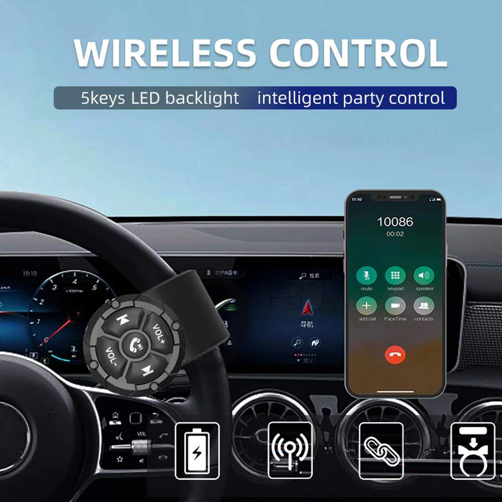 5 Keys Wireless Remote Control Steering Wheel Button Car DVD Music Player Android Media Remote Controller for Motorcycle Bike