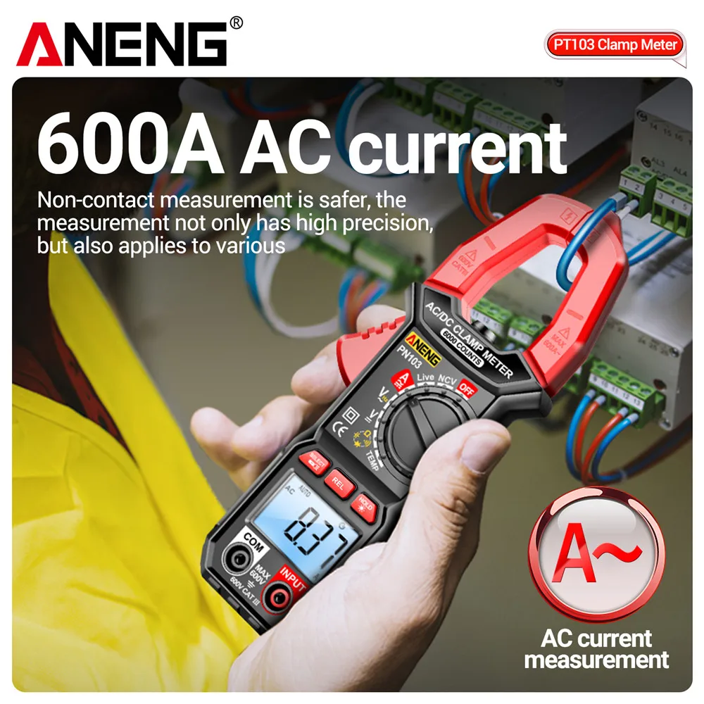 ANENG PN103 AC/DC Current Clamp Meter digital multimeter 600A Voltage Tester 6000 Counts Hz Capacitance NCV Ohm Diode Testers