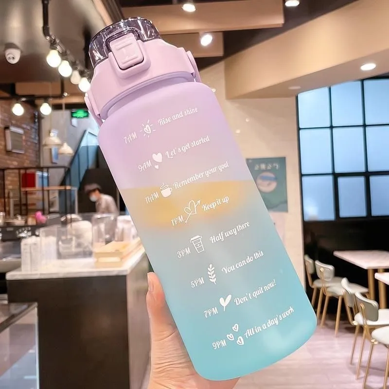 64OZ Large Capacity Transparent Cup Straw Mug with Scale Sports Outdoor Fitness Bottle Plastic Mug Large Capacity Straw water bottle,sports water bottle,sports bottle,plastic water bottle,plastic cup