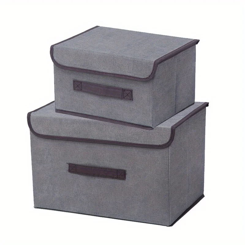 Fold Non-woven Fabric Storage Box Gray Home Supplies Clothing Underwear Sock And Kid Toy Storage Organizer Cosmetics 2