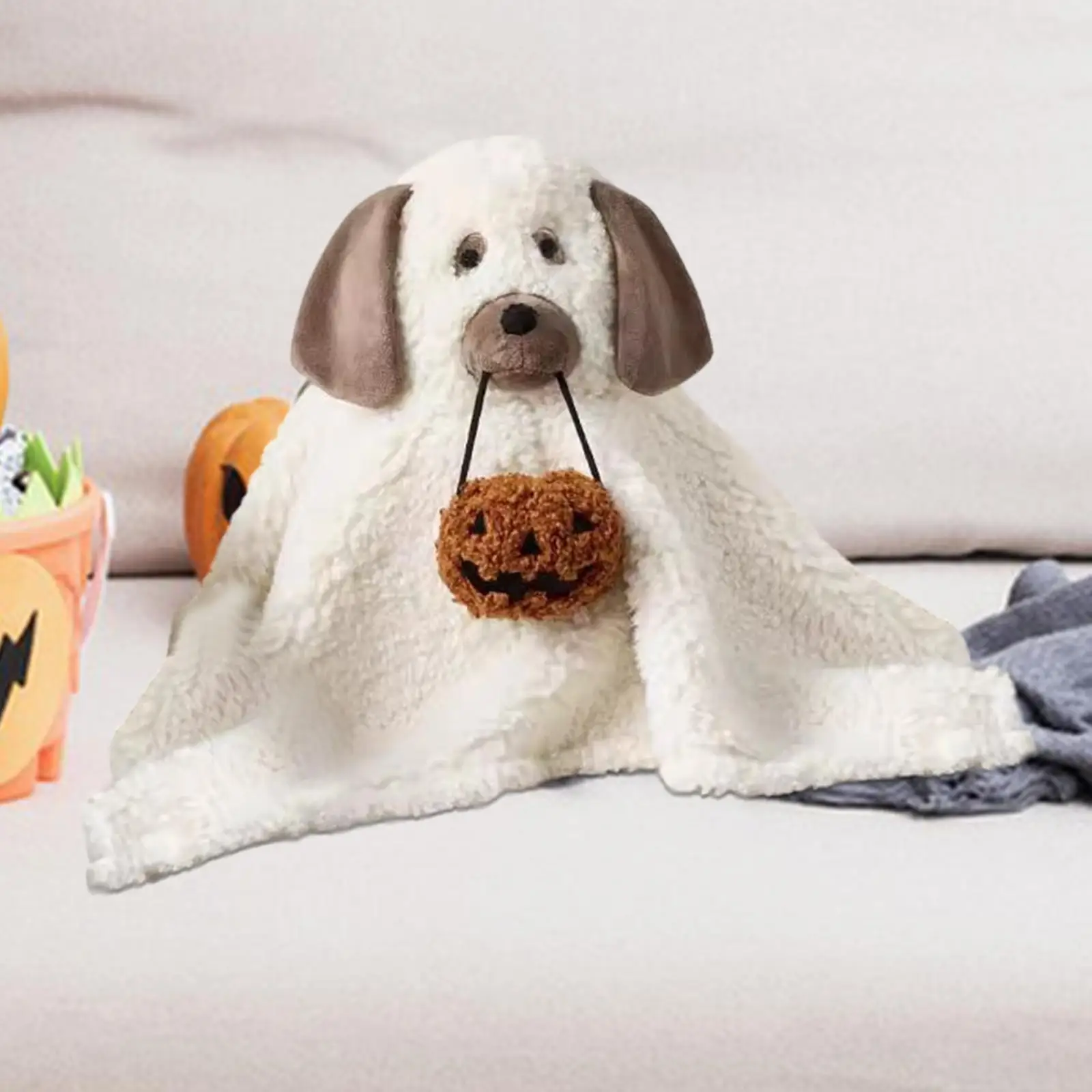Dog Ghost Pillow 3D Decorative Halloween Plush Toy for Living Room Home Sofa