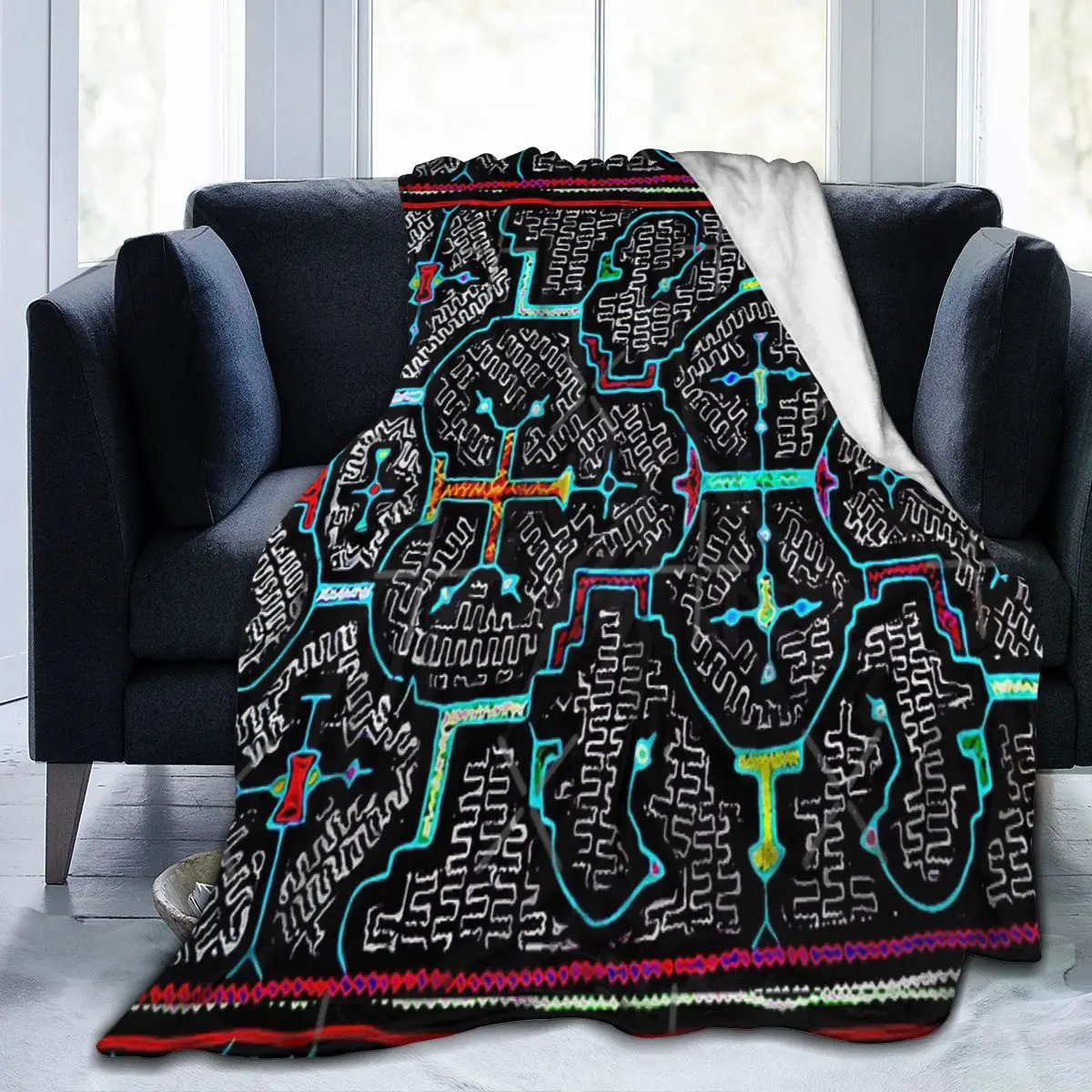 

Shipibo Dreams Blanket, Facecloth Blanket Modern Christmas Birthday Gift Multi Size