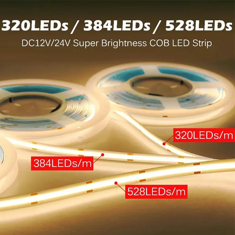 Dotless Linear LED Strip Lights Low Voltage FCOB DC12V Tape Light