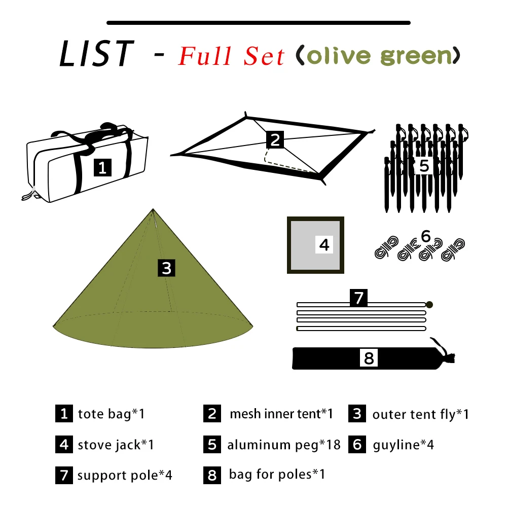 خيمة هرمية خفيفة الوزن يطير مع فتحة مدخنة خيمة تيب...