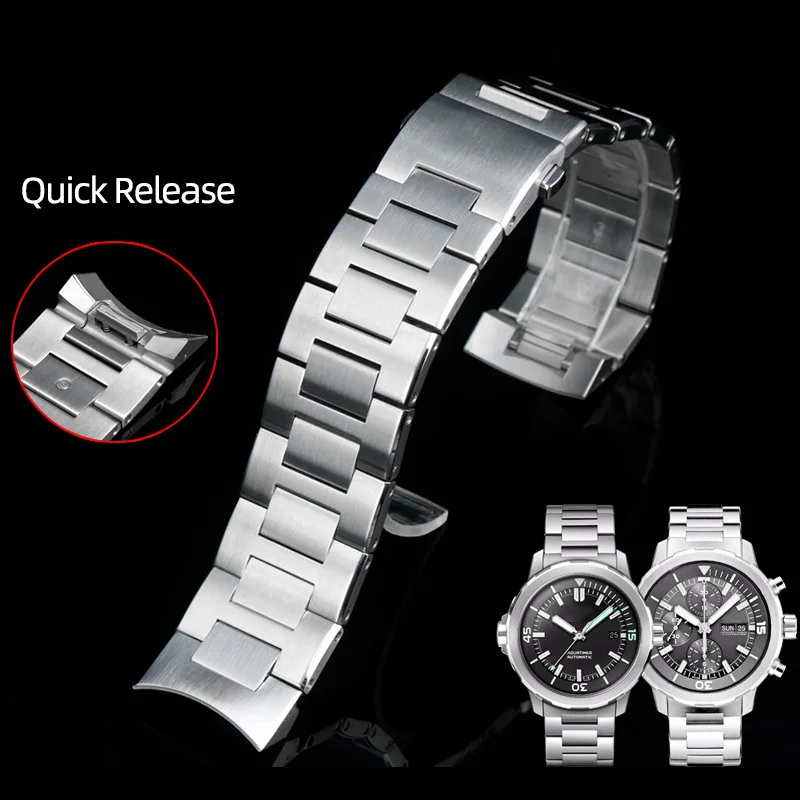 Cinturino In Acciaio Inossidabile Massiccio Da 22Mm Per Iwc Aquatimer Family Iw329002 Iw376804 Iw376708 Cinturino A Sgancio Rapido Da Uomo