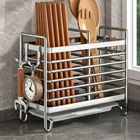 No-Drill Wall-Mounted Utensil Holder. Stainless Steel Space-Saving Organizer for Kitchen Cutlery, Ideal for Small Spaces. 2