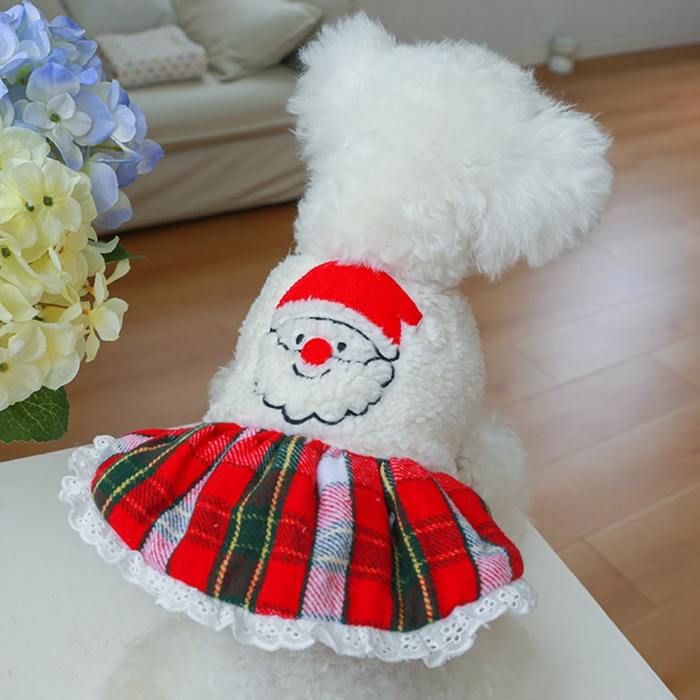 Dog Christmas Dress Warm Comfortable Pet Costume Skirt for Christmas Dog Supplies