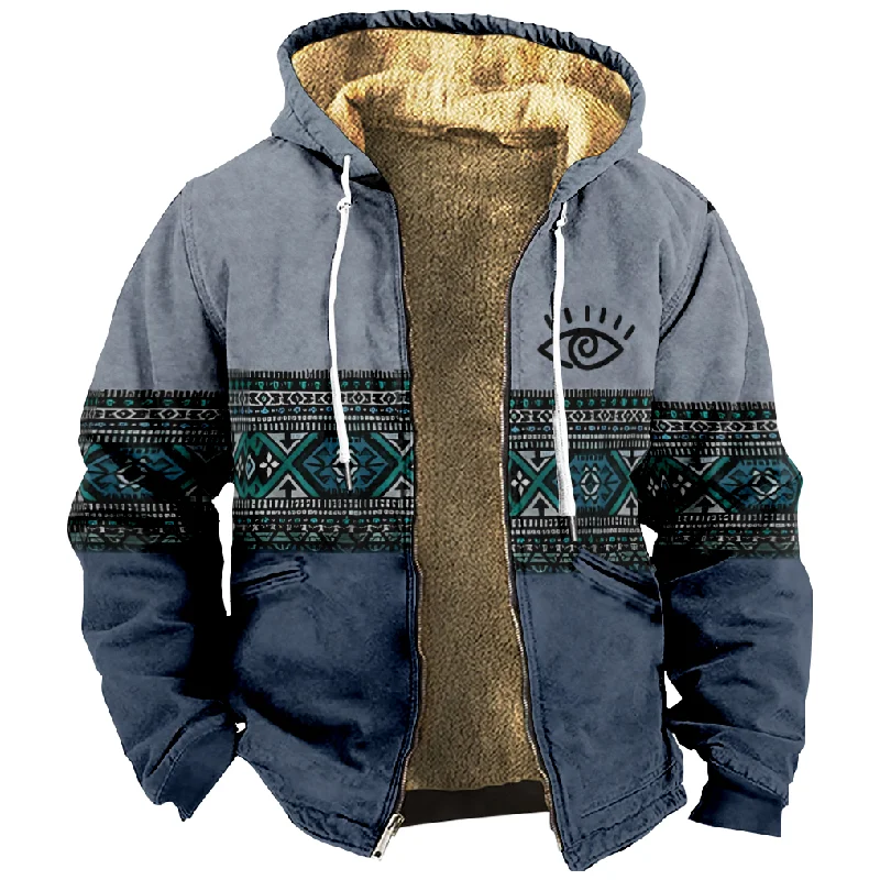 New Creative Cotton Coat Hooded Sweater Casual Print Long Sleeve Zipper Sweater Thick Cotton Coat Autumn/Winter a59