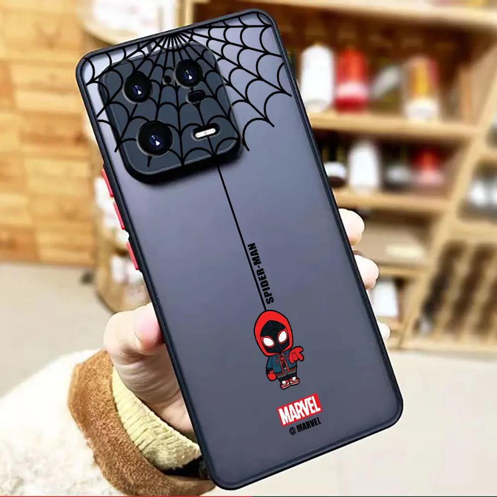 thumbnail image 1 of Funda mate para Xiaomi 13 12 12S 12T 11 11T 10 10T 10S 8 6X 5X PRO LITE 5G Funda Shell dibujos animados Marvel Spider-Man Spider Web, 1 of 5