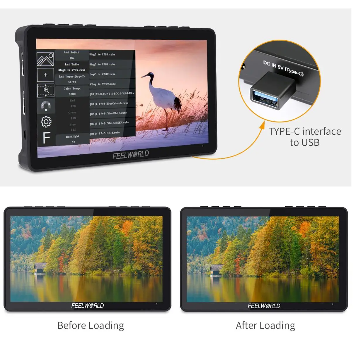 FEELWORLD-F5 Pro V4 6 ġ , ġ ũ DSLR ī޶ ʵ  3D LUT 4K 1920x1080 FHD  Ŀ 