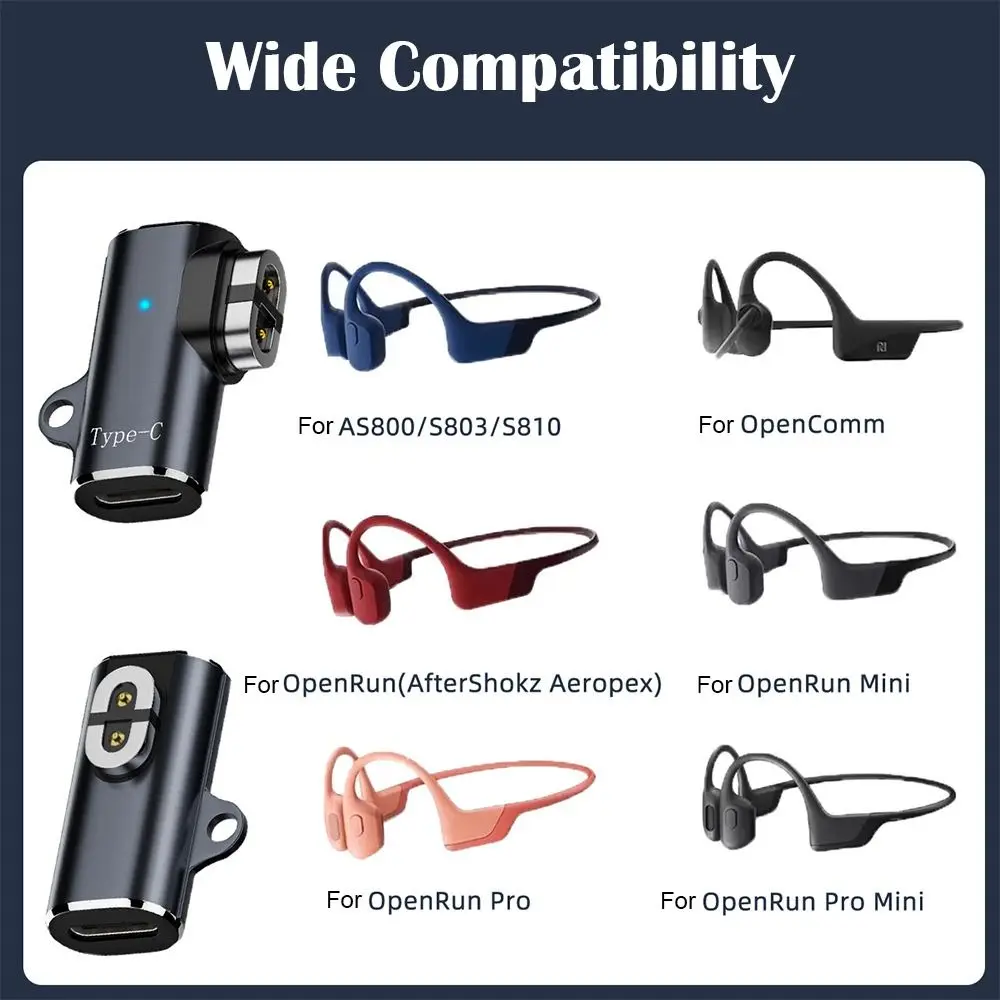 Cavo Di Ricarica Magnetico Per Cuffie Shokz – 2 Pezzi – Adattatore USB-C Per Aeropex AS800, Openrun PRO, Openrun Mini, Opencomm – Nero