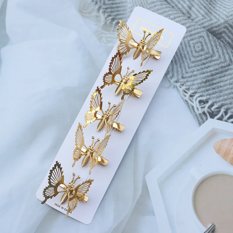 5 Stücke 3D Moving Wings Schmetterling Haarspangen Metall Haarschmuck Mädchen Stirn Pony Clip Haarschmuck Haarspangen – Detail 10