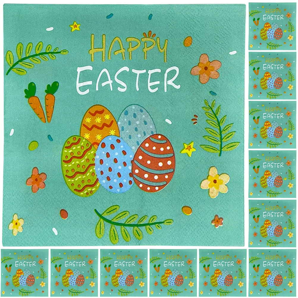 

100 Sheets Egg Rabbit Tissue Dinner Napkins Decor Paper Party Table Eggs Hotel Desktop Delicate Printing Easter