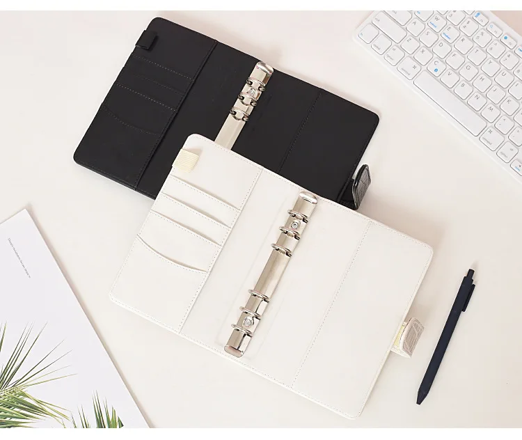 Couverture Agenda A6 En Simili Cuir Crocodile - 6 Anneaux, Motif Rose, Pour Planificateur Et Carnets - 5