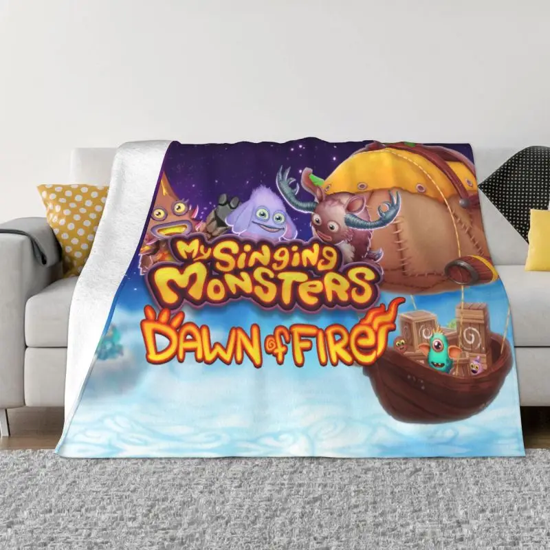 

My Singing Monsters Video Games Blanket Warm Fleece Soft Flannel Dawn Of Fire Throw Blankets for Bed Sofa Office Spring