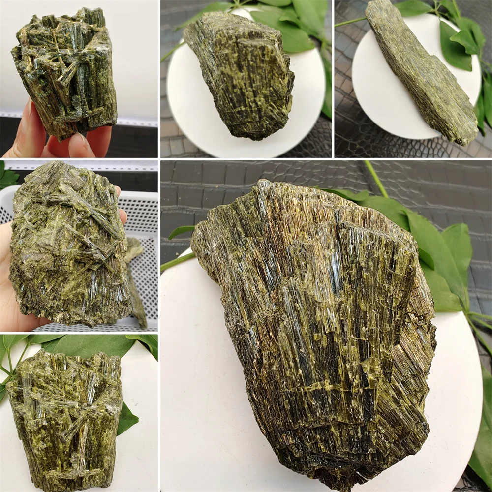 Green Tourmaline Natural Stone Epidote Mineral Specimen Reiki Stone Gem Healing Stone Decorative Energy  Natural Spirit Stone