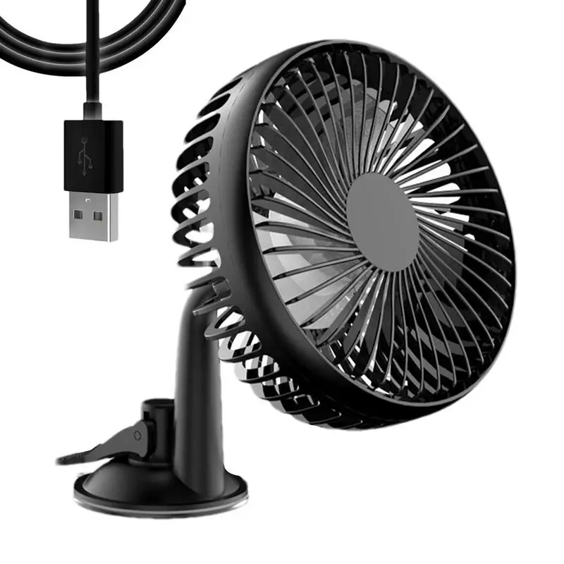 

12V Plug In Adjustable Car Cooling Fan USB Powered Auto Air Circulation Fan 360 Degree Rotation Suction Cup car Dashboard Mount