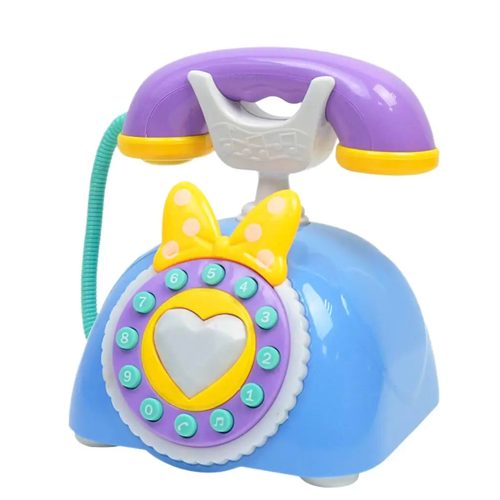 Plastic Electronic Vintage Telephone Landline Kids Pretend Play Early Educational Toy Birthday Gift 6