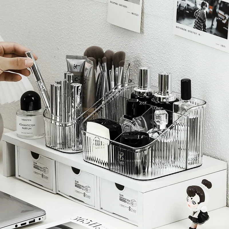 

Акриловая коробка для хранения, утолщенный прозрачный Органайзер, органайзер для макияжа, настольный органайзер для косметики, стеллаж для хранения