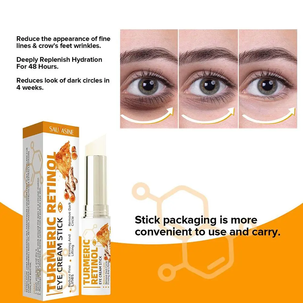 

3g Turmeric Eye Cream Stick For Women Moisturizing Remove Dark Circles Makeup Beauty Health Care Products H9V6