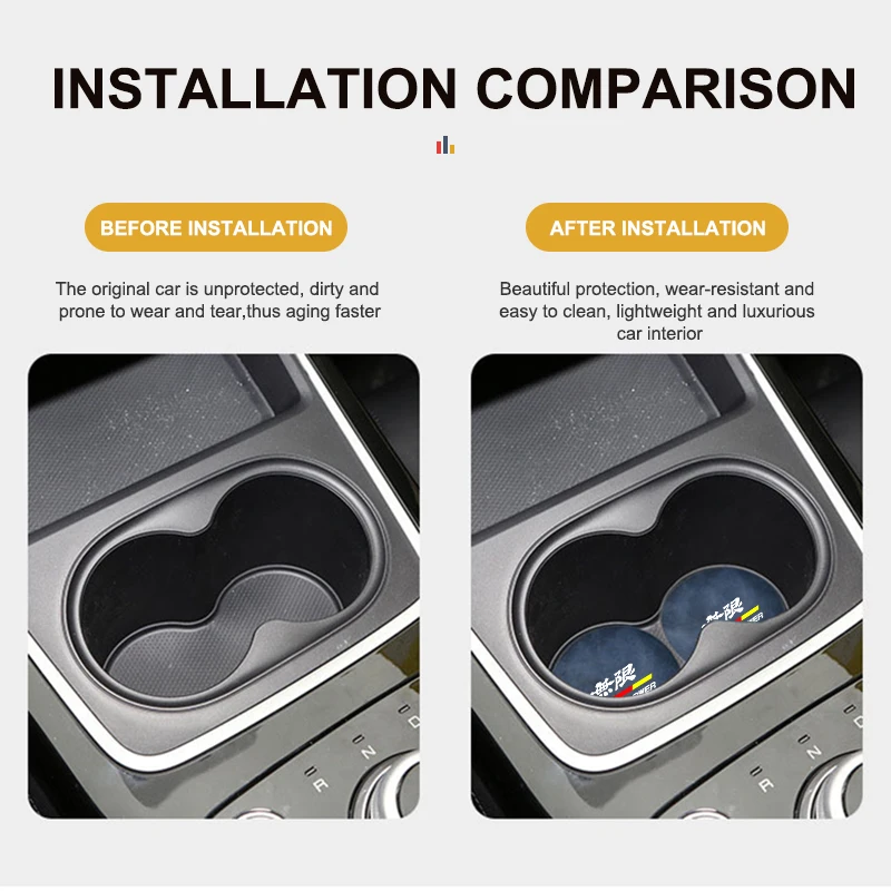 Cup Holder Coasters Cup Holder Inserts Car Coaster Pads Cup Holder Insert Car Coaster Water Cup Holder Anti-Slip Pad Suede Accessories For Honda Mugen Power Typer Civic Accord CRV