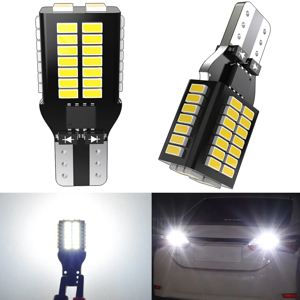 Новые фонари заднего хода T15 906 W16W, 2 шт., высокомощные 3014, 48 SMD, Chipsets, 912 лм, без ошибок, 921, 6000, фонари заднего хода, K