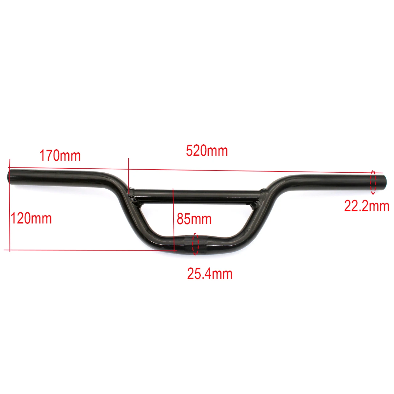 BMX Bike Double Handlebar Swallow 25.4*100H*520mm Aluminum Alloy Handle Bar Tube Bicycle Parts Bicycle Accessories for Kugoo V1