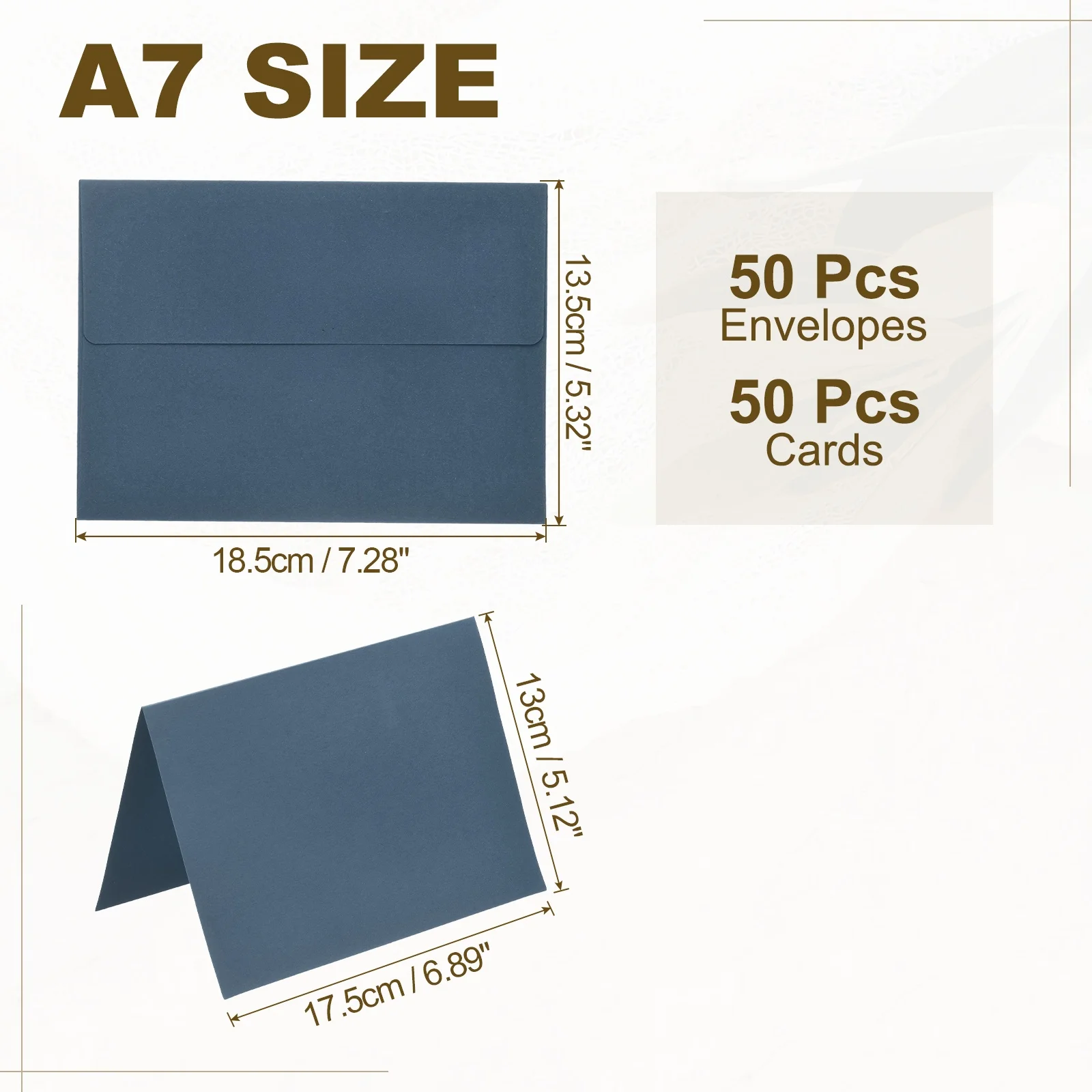 50-Set A7 Self-Seal Envelopes with Folded Cardstock for Invitations and Greeting Cards