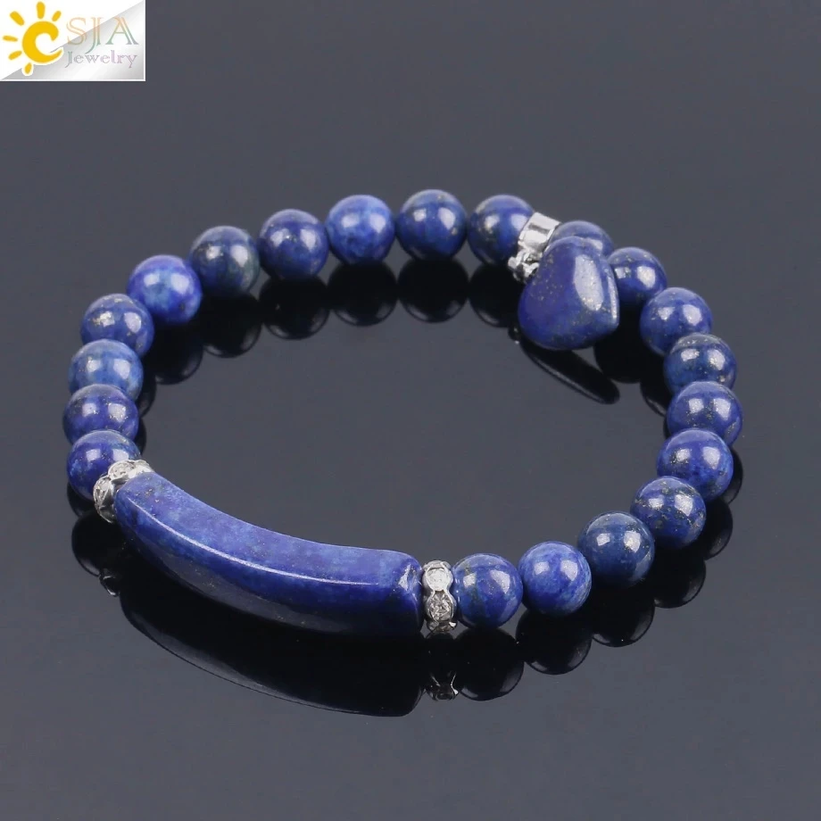 Lapis Lazuli Beaded Bracelet Men Women 8mm Blue Stone Beads Handmade