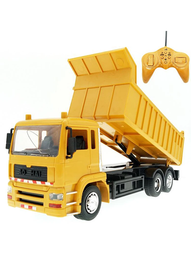Rc Cars Dump Truck Vehicle Toys For Children Boys Xmas Birthday Gifts Yellow Color Transporter Engineering Model Beach Toys 3
