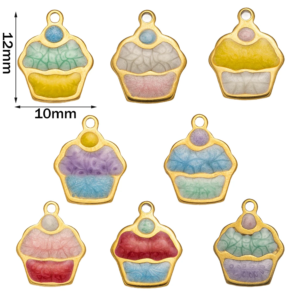 20 Stück Edelstahl Emaille Kuchen Kleiner Charm Vergoldet DIY Halskette Armband Ohrringe Schmuck Handgefertigtes Material Zubehör – Detail 1
