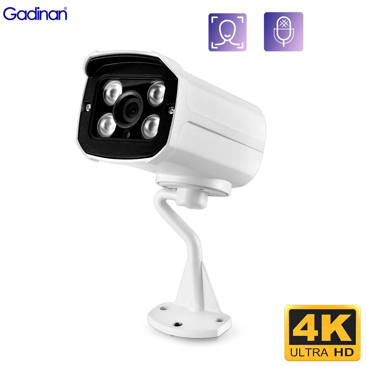 

Gadinan 8MP 4K POE Smart IP Camera Audio Face Detection Outdoor H.265 Security Protection Surveillance CCTV Night Vision Camera