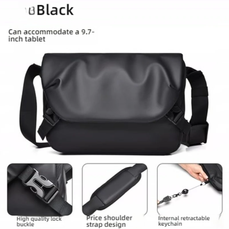 Minimalist Black Men's Shoulder Bag Male High Quality Waterproof Briefcase Crossbody Bag Business Style Messenger Bags for Men