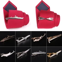 Men Alloy Metal Gold Color Tie Clips Clasp Cufflinks Steamship Dolphin Airplane Tie Bar Wedding Party Jewelry Pin 6