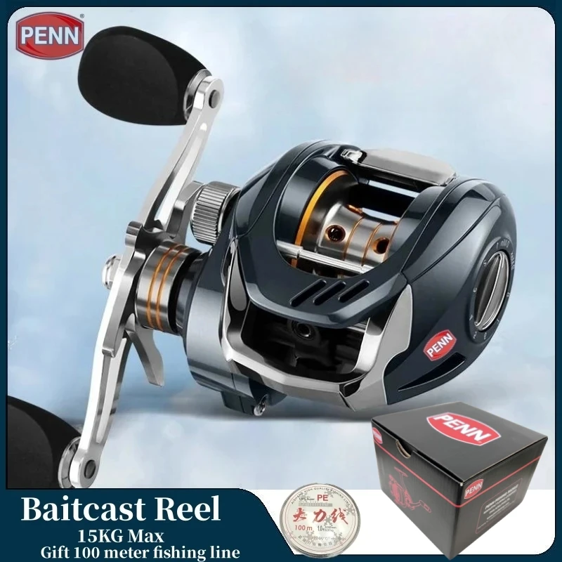 PENN Baitcast Reel，Bearing 18+1, Gear 7:2:1, Braking Force 15kg, Stainless  Steel Bearing, Adjustable From 1 To 9 Gears, Fine M