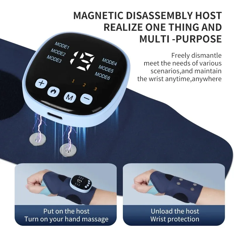 Cordless Wrist Massager with Heat USB Rechargeable Warm Pad Wrist Brace Wrap with Massage for Wrist Carpal Tunnel Fatigue Relief