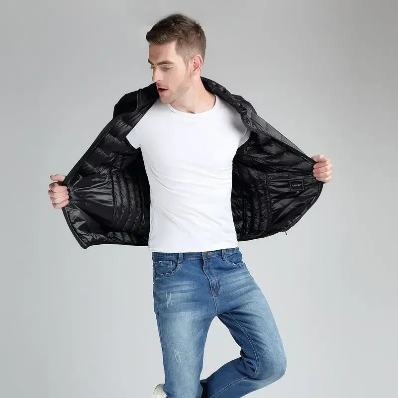 10XL Mens Down Jacket Autumn Winter Men Ultra Light Breathable Warm White Duck Down Jacket 7 Colors Men Winter Coat Clothing