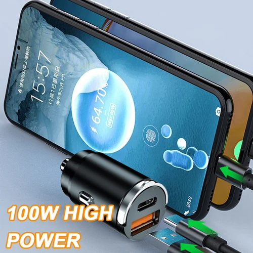 SEAMETAL 차량용 USB 슈퍼 차지 USB-A USB-C 담배 라이터 어댑터, 숨겨진 휴대폰 충전기, 아이폰 화웨이 삼성용, 100W 4