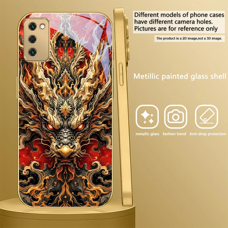 Majestic Golden Eastern Dragon Glass Phone Case