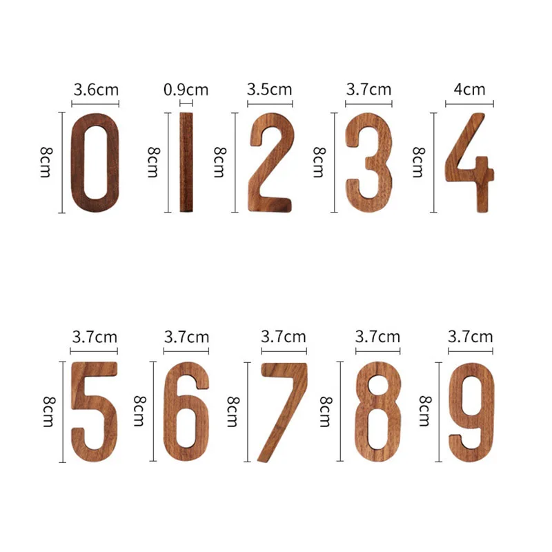 Walnut Wooden House Number 1PCS 3D Numeral Door Plaque