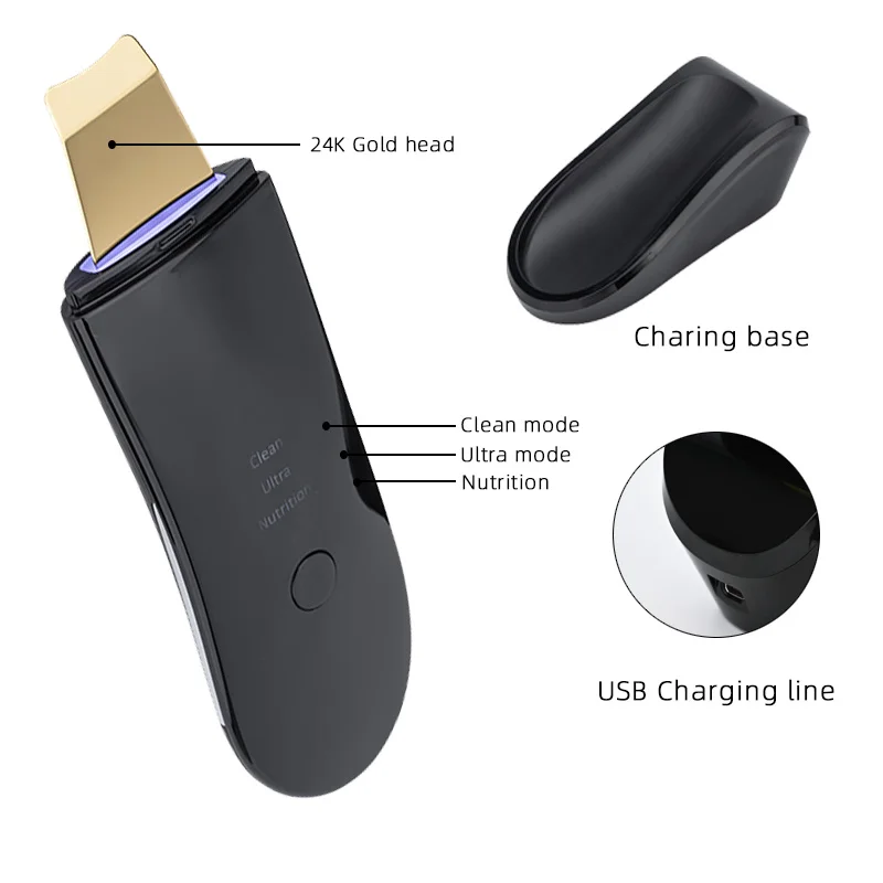 Ultrasonic Peeling Remover Blackhead Facial Skin Scrubber Facial Shovel Deep Cleaning Face Lifting Removal Pore Acne EMS Lift