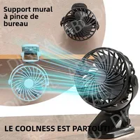 Ventilateur électrique rechargeable portable 720 °   Ventilateur à pince suspendu rotatif avec veilleuse, petit ventilateur d'extérieur pour bureau, chambre à coucher, dortoir 1
