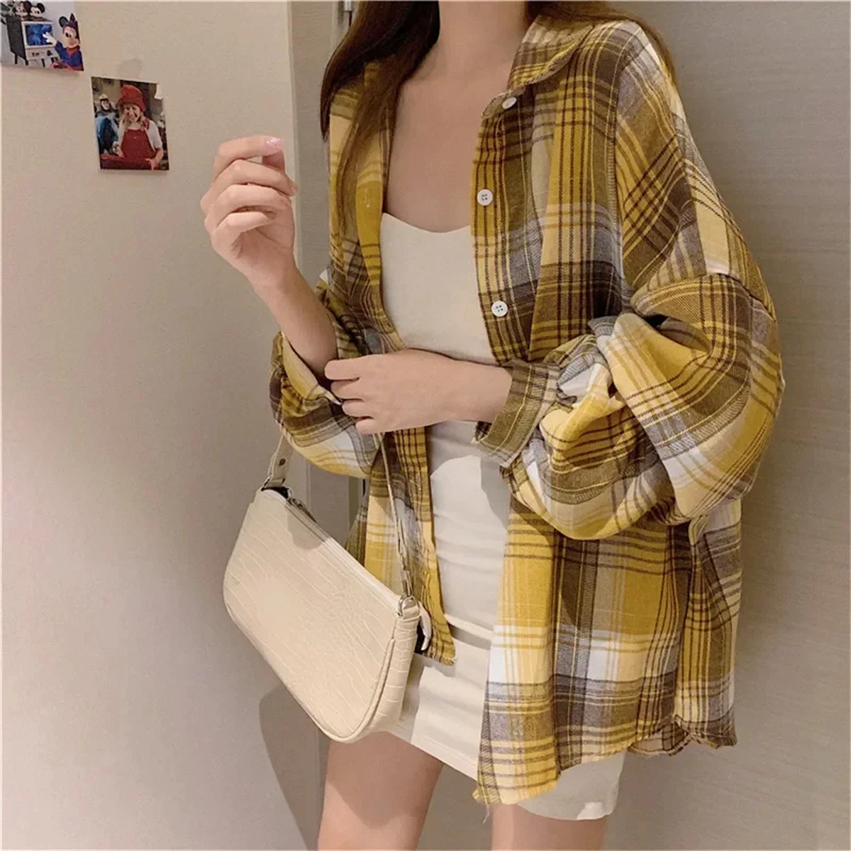 Korean Plaid Blouse Image 19